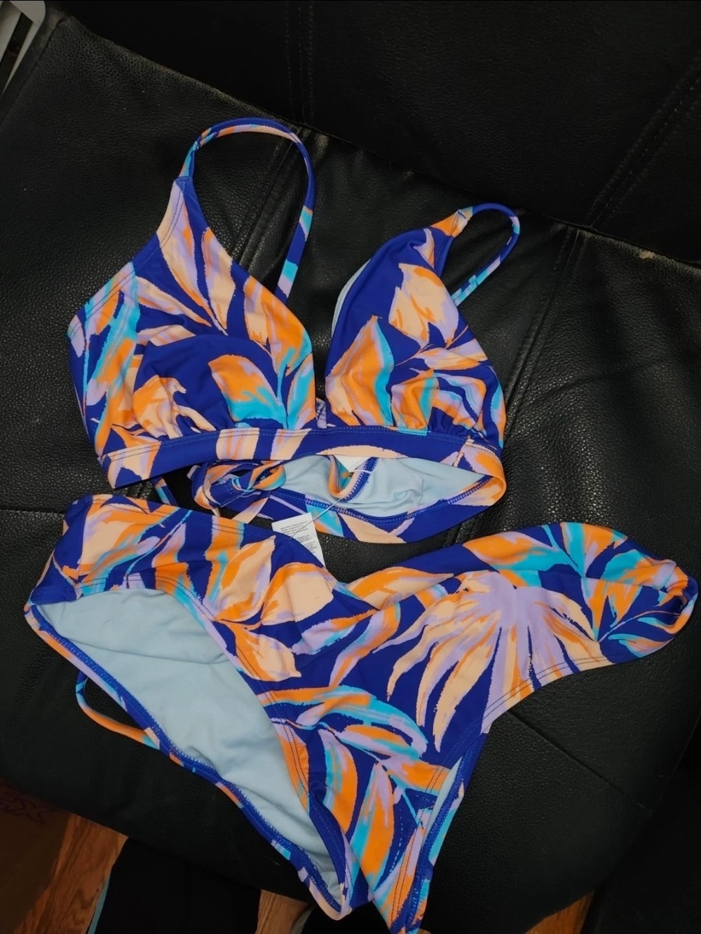 CUPSHE Release Happiness Lace-Back Top & Hipster Bikini Set Blue Large NWT - Picture 6 of 6